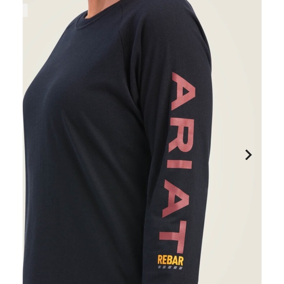 Ariat Womens Long Sleeve Tee Rebar Cotton Strong Logo Graphic - Picture 2 of 7